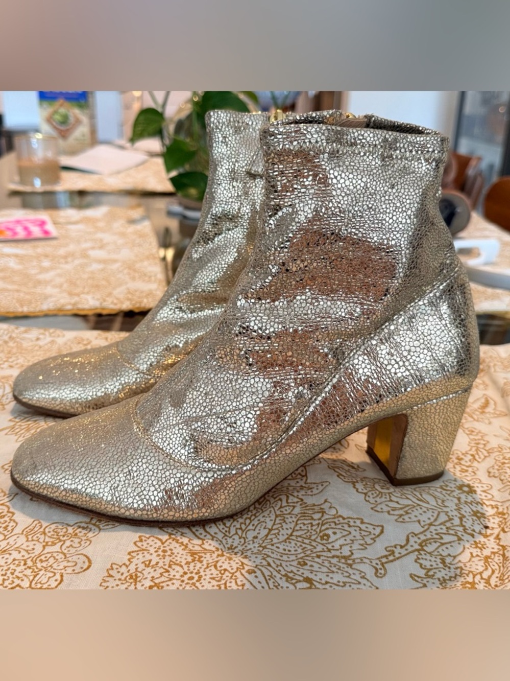 Rupert Sanderson Womens Fernie Gold Boots Size 38